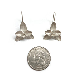 Silver Orchid Earrings-Earrings-Huiyu Chiu-Pistachios