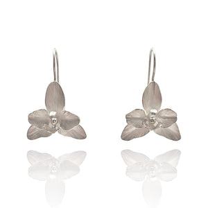 Silver Orchid Earrings-Earrings-Huiyu Chiu-Pistachios