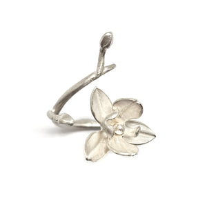 Silver Orchid Ring-Rings-Huiyu Chiu-Pistachios