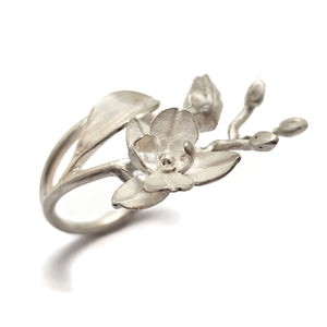 Silver Orchid Wrap Ring-Rings-Huiyu Chiu-Pistachios