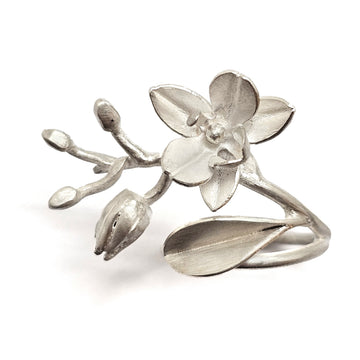 Silver Orchid Wrap Ring