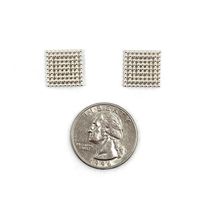 Silver Square Earrings-Earrings-Ryungjae Jung-Pistachios