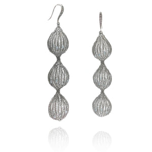 Silver Tiered Earrings - Iolite-Earrings-Sowon Joo-Pistachios