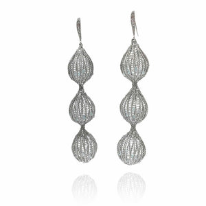 Silver Tiered Earrings - Iolite-Earrings-Sowon Joo-Pistachios