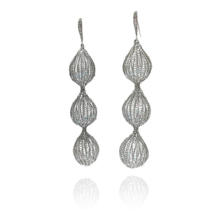 Silver Tiered Earrings - Iolite-Earrings-Sowon Joo-Pistachios