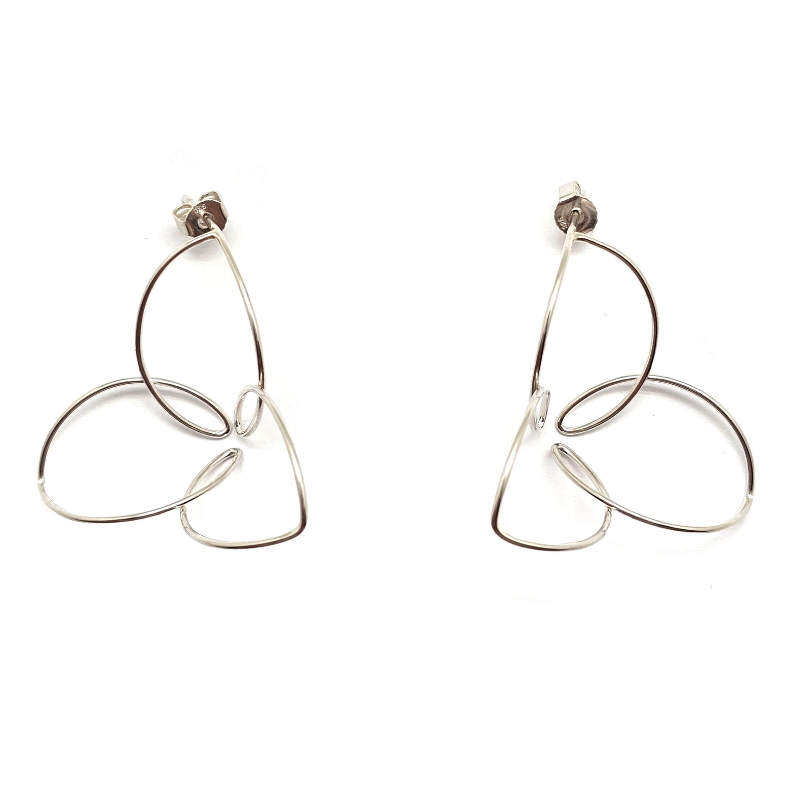 Silver Trinity Floral Studs - Pistachios