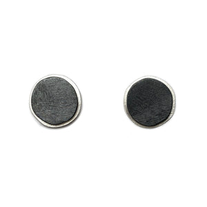 Silver and Black Circle Studs-Earrings-Anna Krol-Pistachios