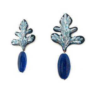 Silver and Blue Aluminum Leaf Earrings-Earrings-Eunseok Han-Pistachios