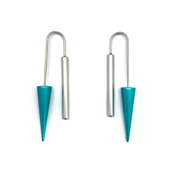 Silver and Blue Cone Earrings