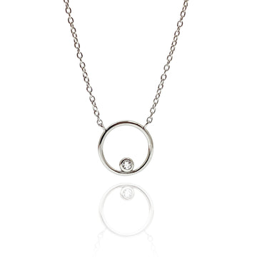 Silver and CZ Circle Pendant