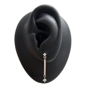 Silver and CZ Dangling Bar Earring - Pistachios