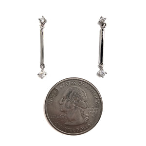 Silver and CZ Dangling Bar Earring - Pistachios