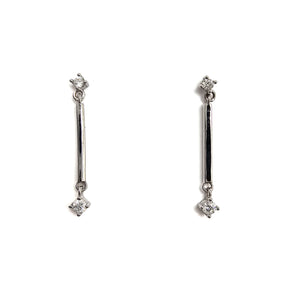 Silver and CZ Dangling Bar Earring - Pistachios