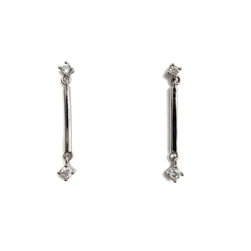 Silver and CZ Dangling Bar Earring