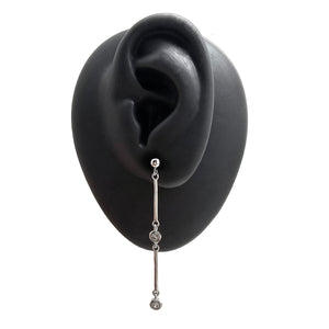 Silver and CZ Double-Bar Earring - Pistachios