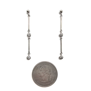 Silver and CZ Double-Bar Earring - Pistachios