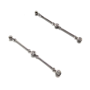 Silver and CZ Double-Bar Earring - Pistachios