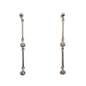 Silver and CZ Double-Bar Earring - Pistachios