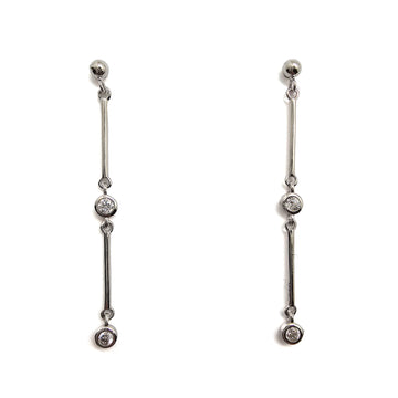 Silver and CZ Double-Bar Earring