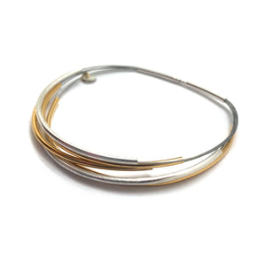 Silver and Gold Bar Bracelet-Bracelets-Malgosia Kalinska-Pistachios