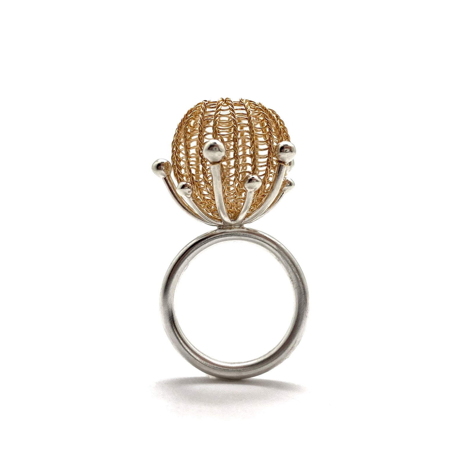 Silver and Gold Bulb Ring-Rings-Sowon Joo-Pistachios