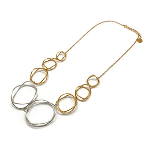 Silver and Gold Circles Necklace-Necklaces-Veronika Majewska-Pistachios