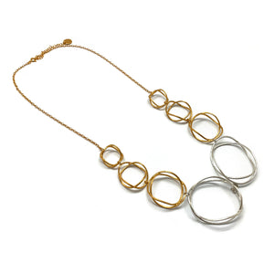 Silver and Gold Circles Necklace-Necklaces-Veronika Majewska-Pistachios
