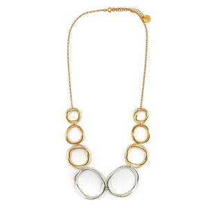 Silver and Gold Circles Necklace-Necklaces-Veronika Majewska-Pistachios
