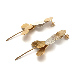 Silver and Gold Cluster Earrings-Earrings-Malgosia Kalinska-Pistachios