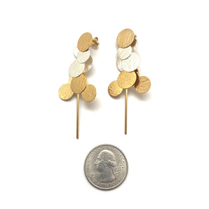 Silver and Gold Cluster Earrings-Earrings-Malgosia Kalinska-Pistachios