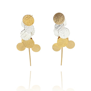 Silver and Gold Cluster Earrings-Earrings-Malgosia Kalinska-Pistachios