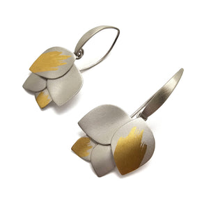 Silver and Gold Four Petal Earrings