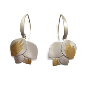 Silver and Gold Four Petal Earrings