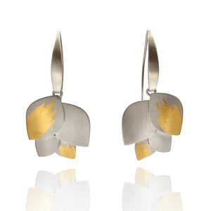 Silver and Gold Four Petal Earrings
