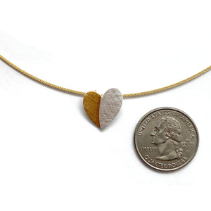 Silver and Gold Heart Pendant Necklace-Necklaces-Manuela Carl-Pistachios