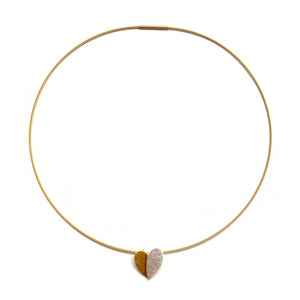 Silver and Gold Heart Pendant Necklace-Necklaces-Manuela Carl-Pistachios