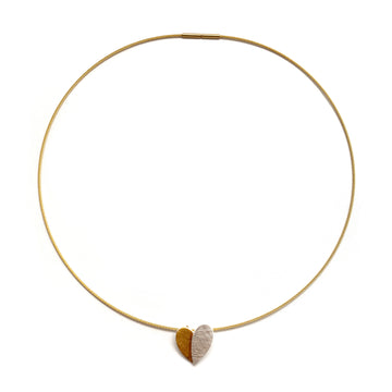 Silver and Gold Heart Pendant Necklace