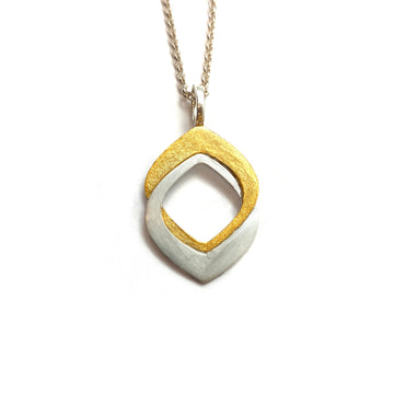 Silver and Gold Intertwined Leaf Pendant