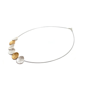 Silver and Gold Organic Disc Necklace-Necklaces-Manuela Carl-Pistachios