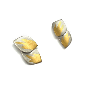 Silver and Gold Petal Studs-Earrings-Judith Neugebauer-Pistachios