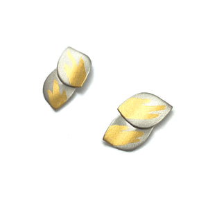 Silver and Gold Petal Studs-Earrings-Judith Neugebauer-Pistachios