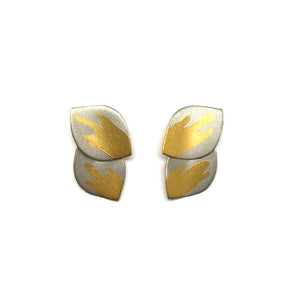 Silver and Gold Petal Studs-Earrings-Judith Neugebauer-Pistachios