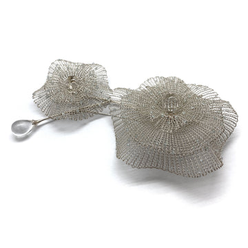 Silver and Quartz Crochet Brooch