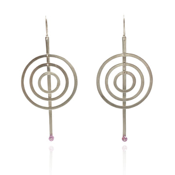 Silver and Sapphire Ripple Earrings