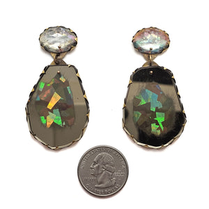 Silver and Slate Acrylic Earrings-Earrings-Nikki Couppee-Pistachios