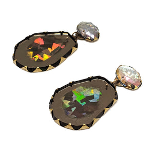 Silver and Slate Acrylic Earrings-Earrings-Nikki Couppee-Pistachios