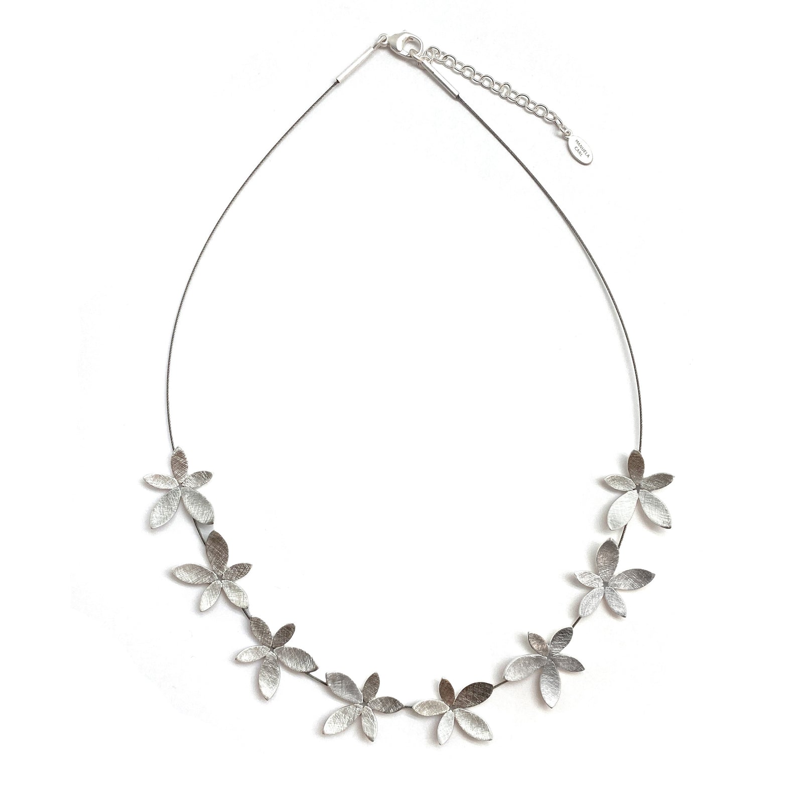 Silver and Steel Flower Necklace-Necklaces-Manuela Carl-Pistachios