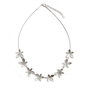 Silver and Steel Flower Necklace-Necklaces-Manuela Carl-Pistachios
