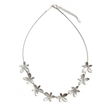 Silver and Steel Flower Necklace