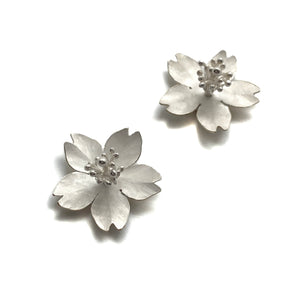 Single Cherry Blossom Stud Earrings-Earrings-Huiyu Chiu-Pistachios